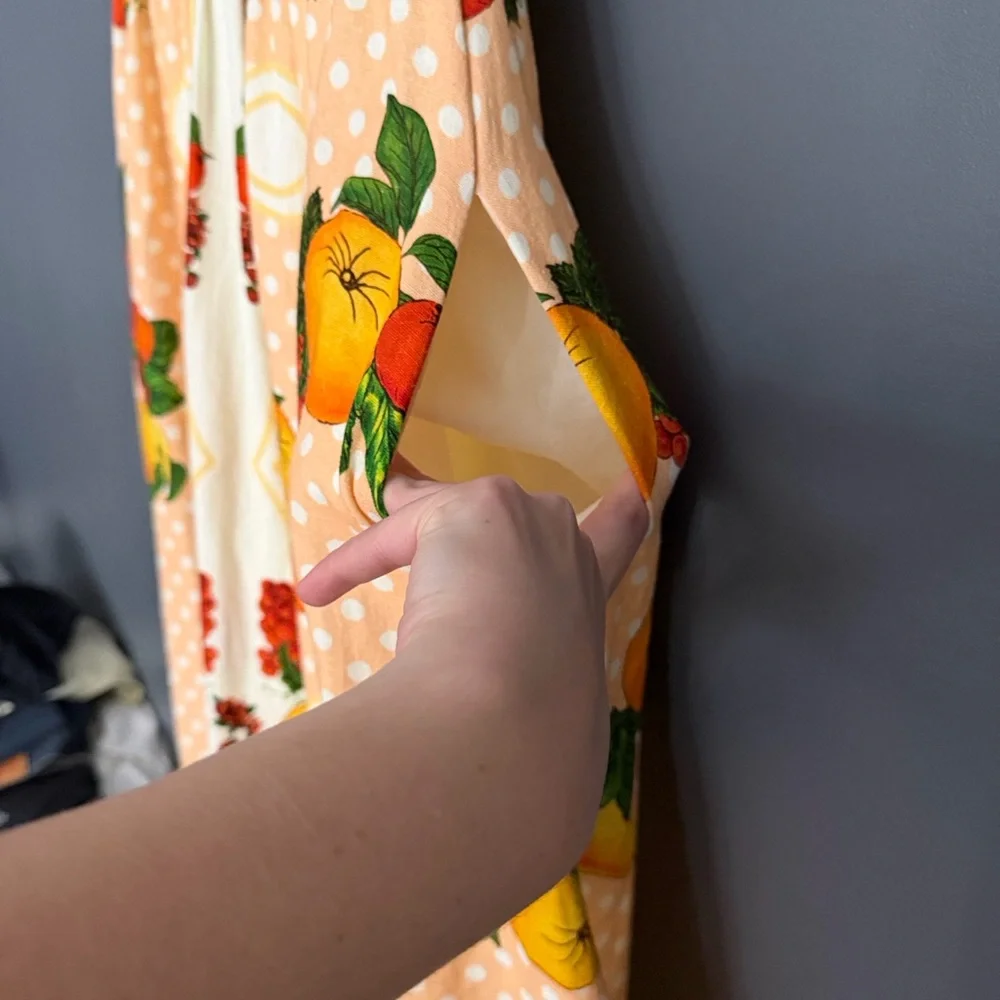 NWT Caroline Constas Linen Cotton Blend Tent Citrus Print Dress